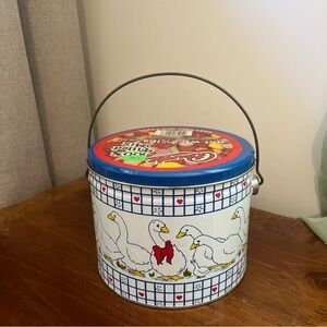 Vintage Tin Pail Bunte Mix Hard goose duck Cottagecore farmhouse RARE Vtg Xmas